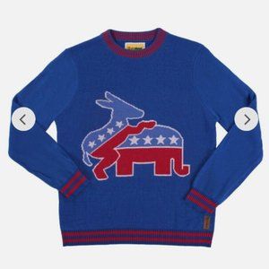 TIPSY ELVES Republican Democrat BLUE sweater NEW men's L / Large